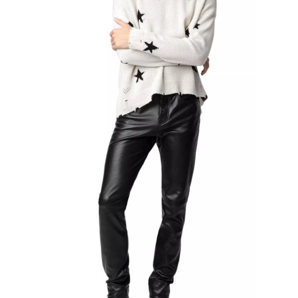 Zadig & Voltaire Markus Stars Cashmere Sweater Black White Size L Unisex $598 - Picture 2 of 11